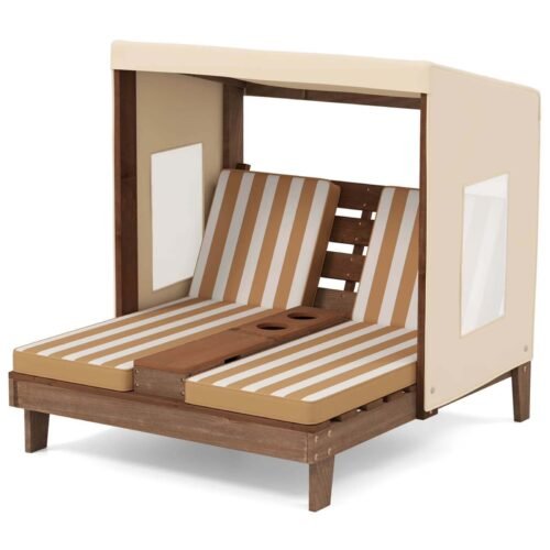 Kids Double Chaise Lounge Chair – Brown